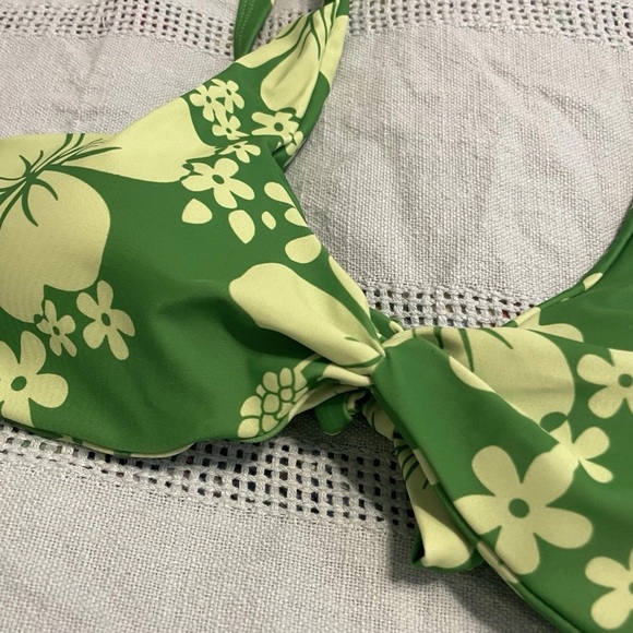 NEW SHEIN Green Floral Bikini Swimsuit BEACH 2 Pc Woman’s L Swim Y2K 90’s SURF - Picture 5 of 11